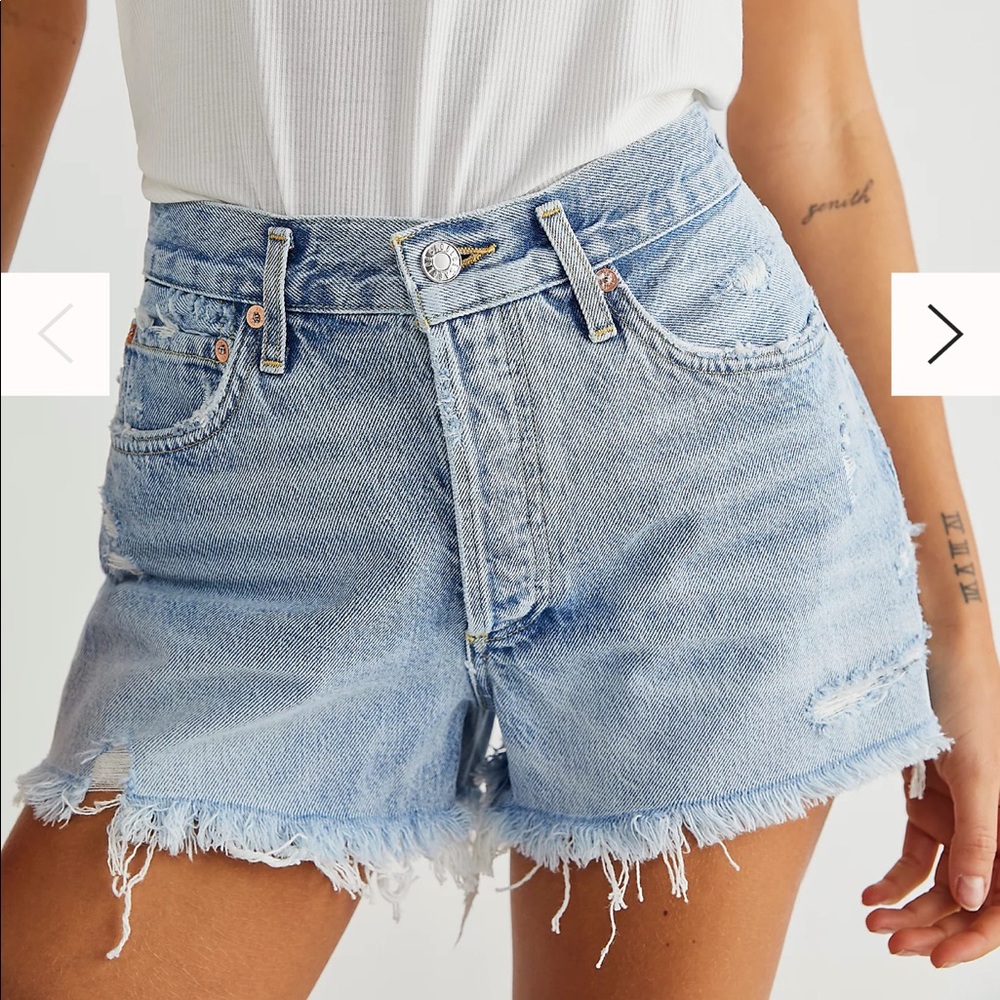 Agolde Parker Vintage Cutoff Denim Shorts Light Wash Loose Fit Distressed